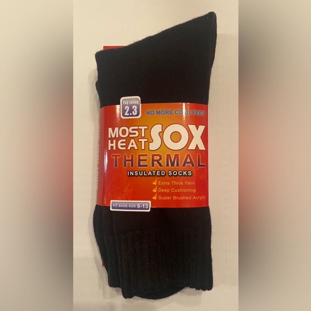 Most Heat‎ Sox Thermal Insulated Socks Black 2.3 TOG Mens Size 9-13